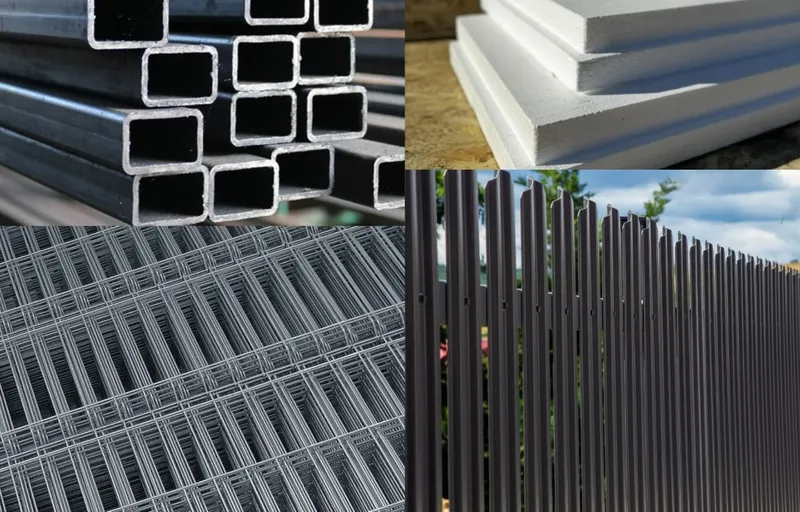 Țeavă rectangulară, polistiren, plasă și șipcă metalică